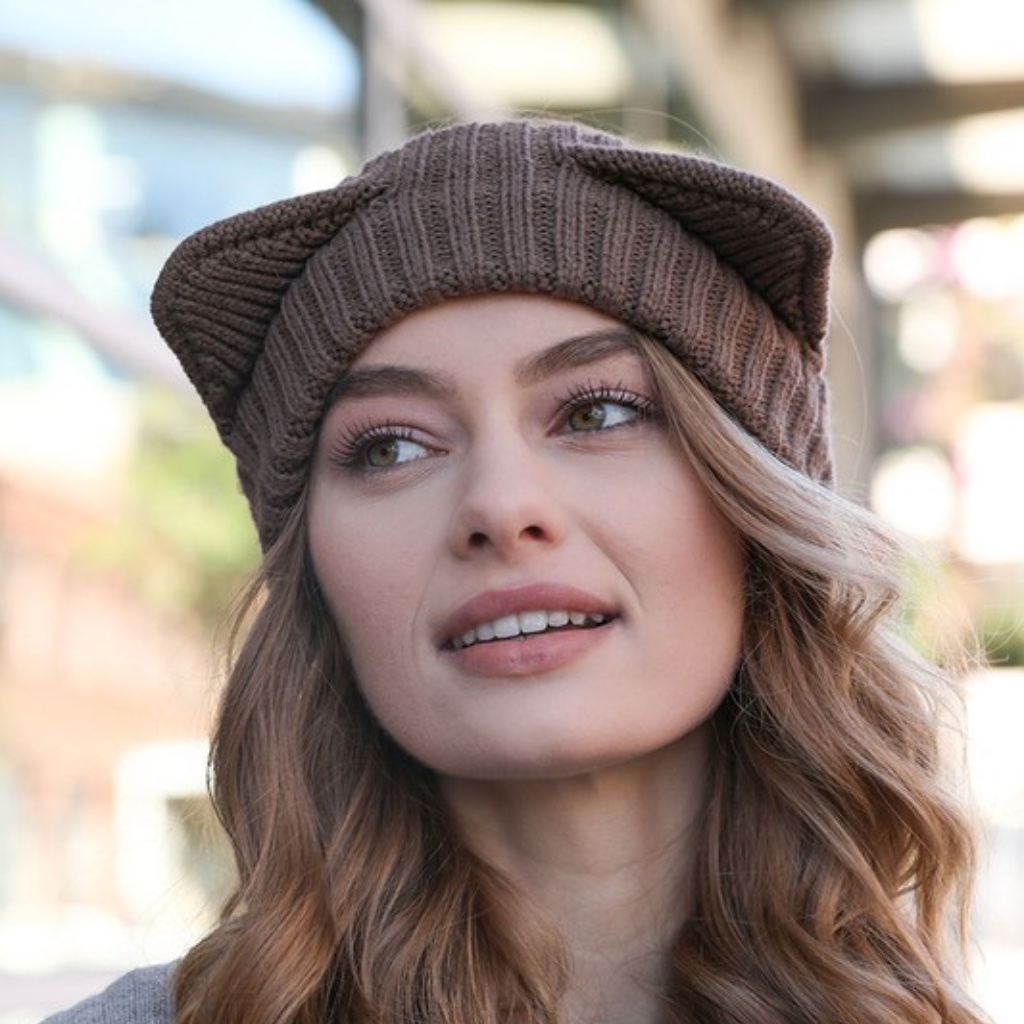 Cat Ear Brown Chunky Crochet Knit Headband